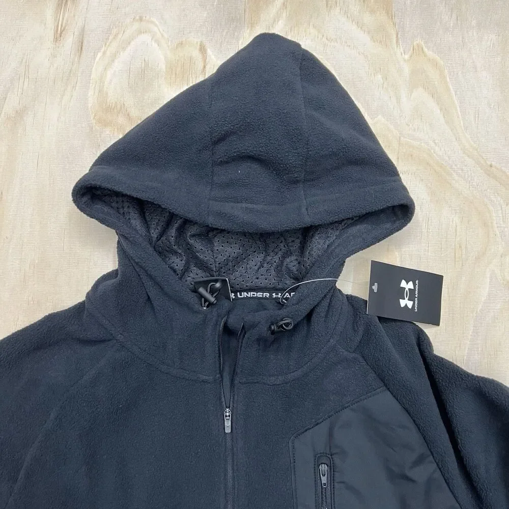 NEW Under Armour Hoodie Mens Fleece Microfleece Pullover LG Black 1378981-001